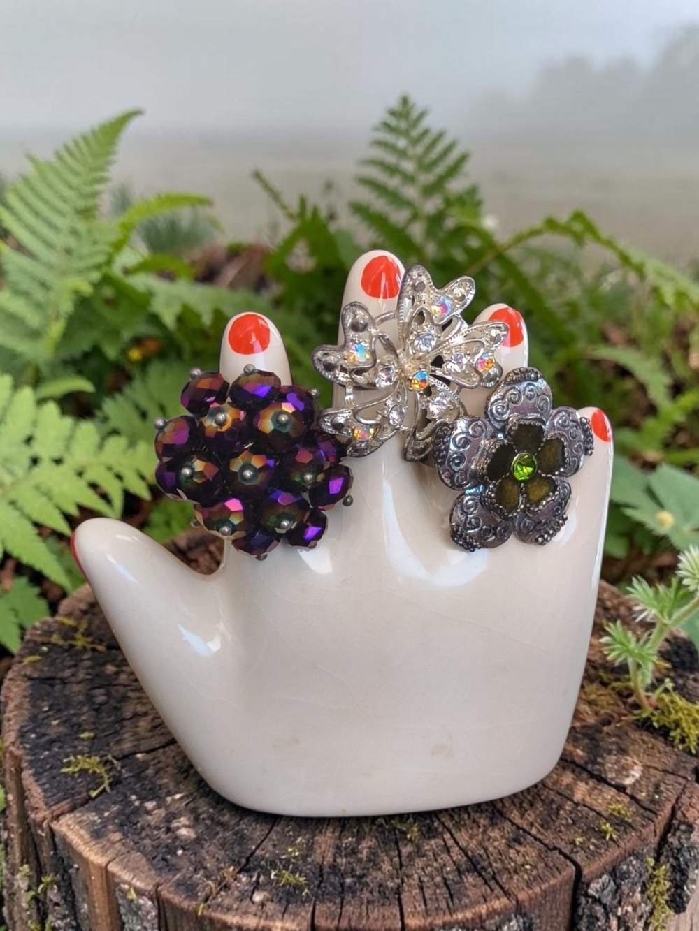 Vintage-Inspired Floral Cluster Rings 3 in All